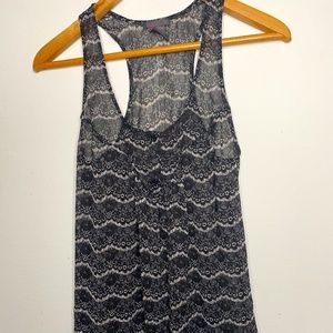 Sheer Black and White designed tunic tank